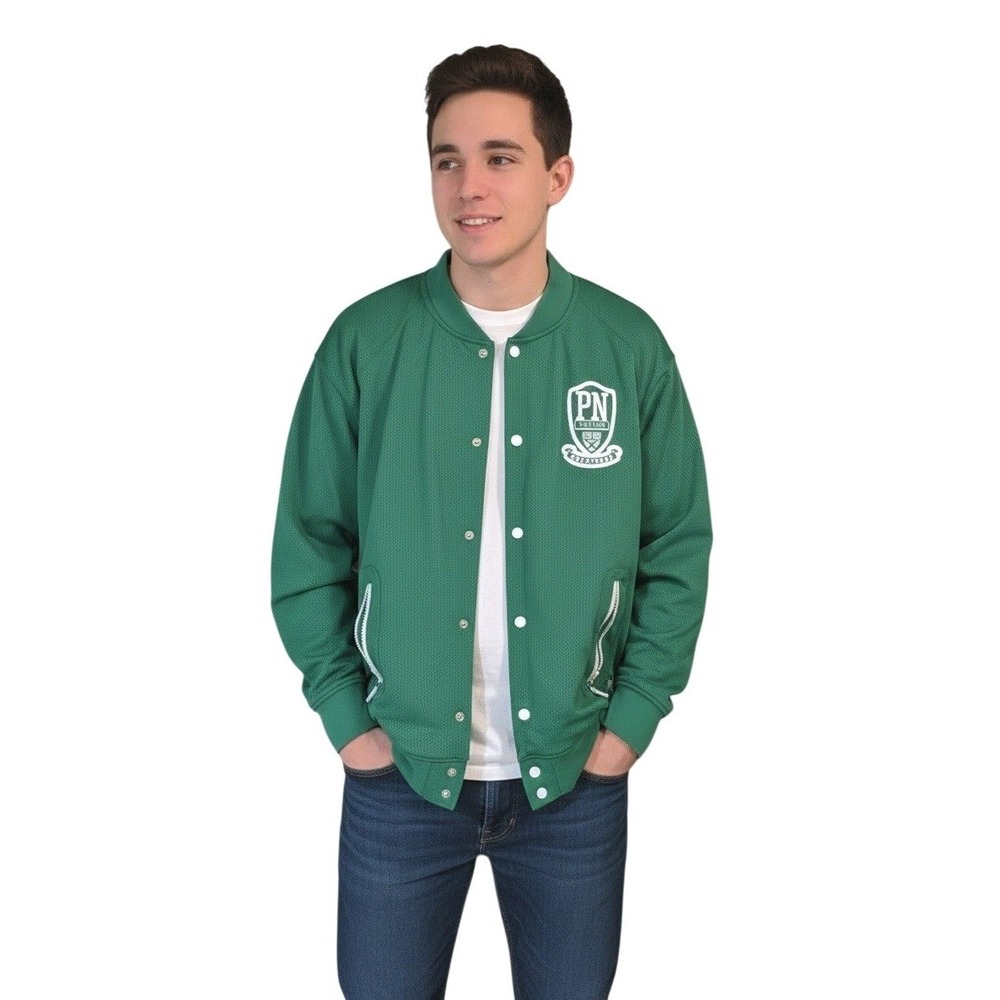 Parish Nation Green Mesh Snap‎ Front Baseball Jacket Athletic Style Size 3XL